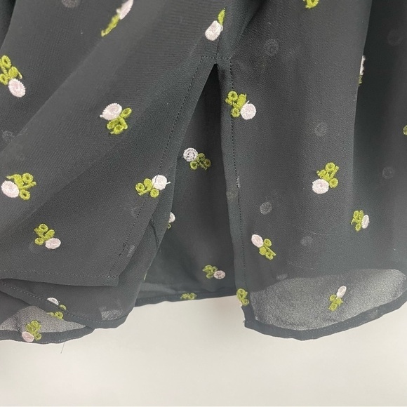 CAbi‎ Alegria Black Embroidered Peasant Blouse Sheer Smocked Neck & Cuffs XS - Picture 8 of 16